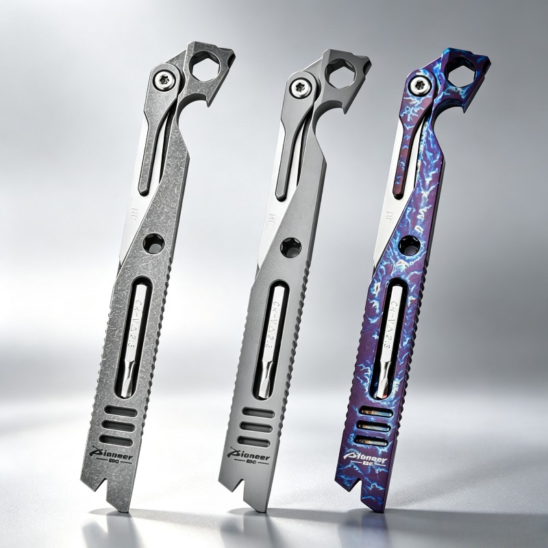 Titanium Pry Bar - เครื่องมืออเนกประสงค์ไทเทเนียม EDC, ชุดค้อนงัดพกพาพร้อมใบมีด, ที่เปิดขวด, เครื่องมืออเนกประสงค์สำหรับกิจกรรมกลางแจ้ง เช่น