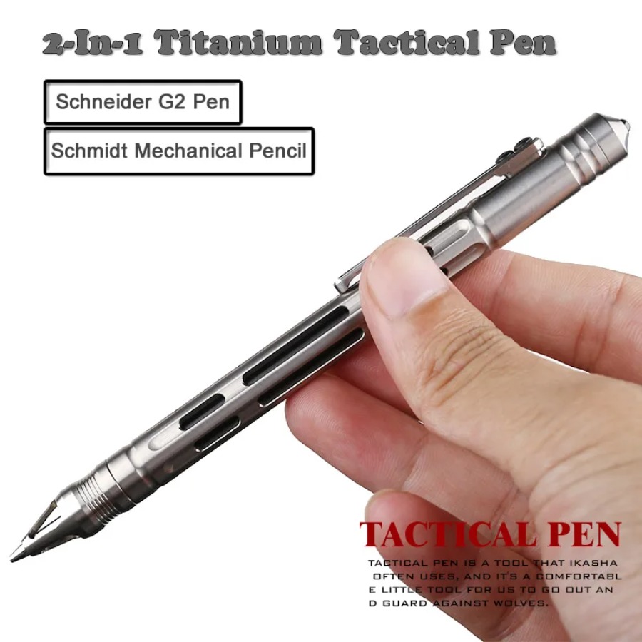 Pen Tactical Glass - สำหรับไทเทเนียม 2-อิน-1 ปากกาดินสอ ปากกาเจล ปากกาหมึกเจล ป้องกันตัว