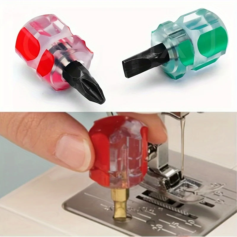 Micro Screwdriver Kit - 2 ชิ้น Mini จักรเย็บผ้าไขควงชุด - หัวหัวผักกาดแบบพกพาพร้อมเข็มซ่อมเครื่องมือสําหรับเย็บและถัก