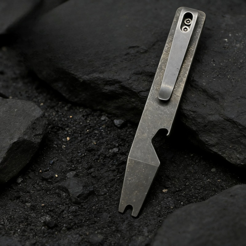 Titanium Pry Bar - ไทเทเนียมไพร์บาร์ EDC มัลติทูล ที่เปิดขวด ไขควง พวงกุญแจ