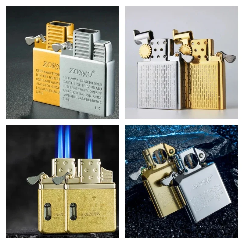 Lighter Insert Zippo - อะไหล่ภายในไฟแช็ค ZORRO แบบใช้แก๊ส/น้ำมัน ล้อเจียรเหล็กกล้าสีขาวทองเหลือง สำหรับเปลี่ยนไฟแช็ค รุ่น