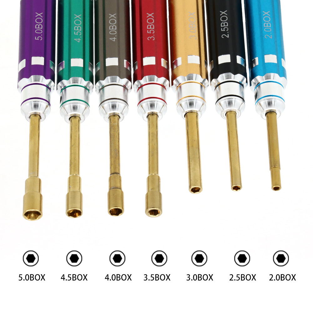 Micro Screwdriver Kit - ชุดเครื่องมือไขควงหกเหลี่ยม RC ด้ามสั้น 7 ชิ้น พร้อมไขควงหัวแฉก
