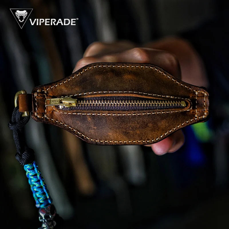 Edc Concealed Carry - ​ กระเป๋าสตางค์ VIPERADE PJ10 Slapjack, กระเป๋าใส่เหรียญหนังขนาดกะทัดรัดและที่ใส่กุญแจพร้อมซิปสำหรับผู้ชายสำหรับพกพาในชีวิตประจำวัน