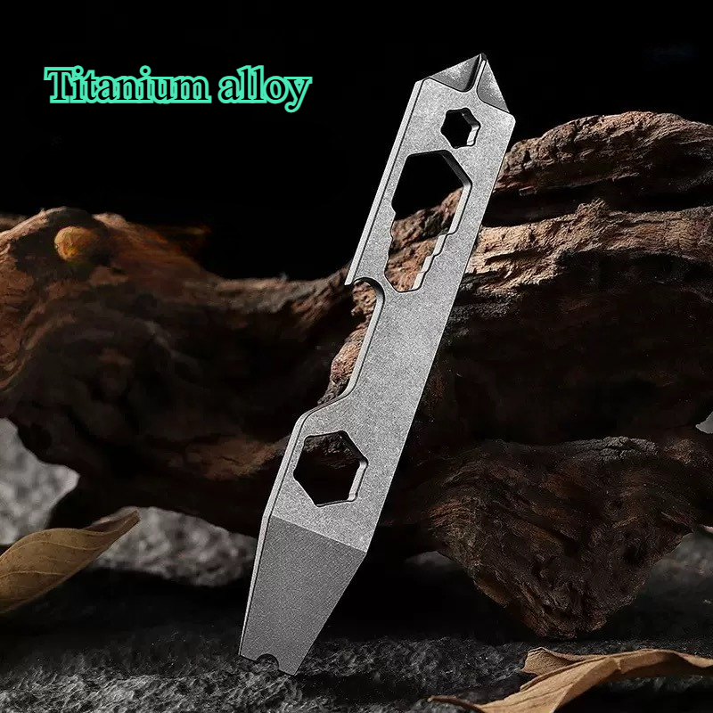 Titanium Pry Bar - เครื่องมืออเนกประสงค์ขนาดเล็กพกพาสำหรับกิจกรรมกลางแจ้ง ทำจากไทเทเนียมอัลลอยด์ ใช้เป็นที่งัดเปิดขวด พร้อมอุปกรณ์เสริมแบบแขวนได้