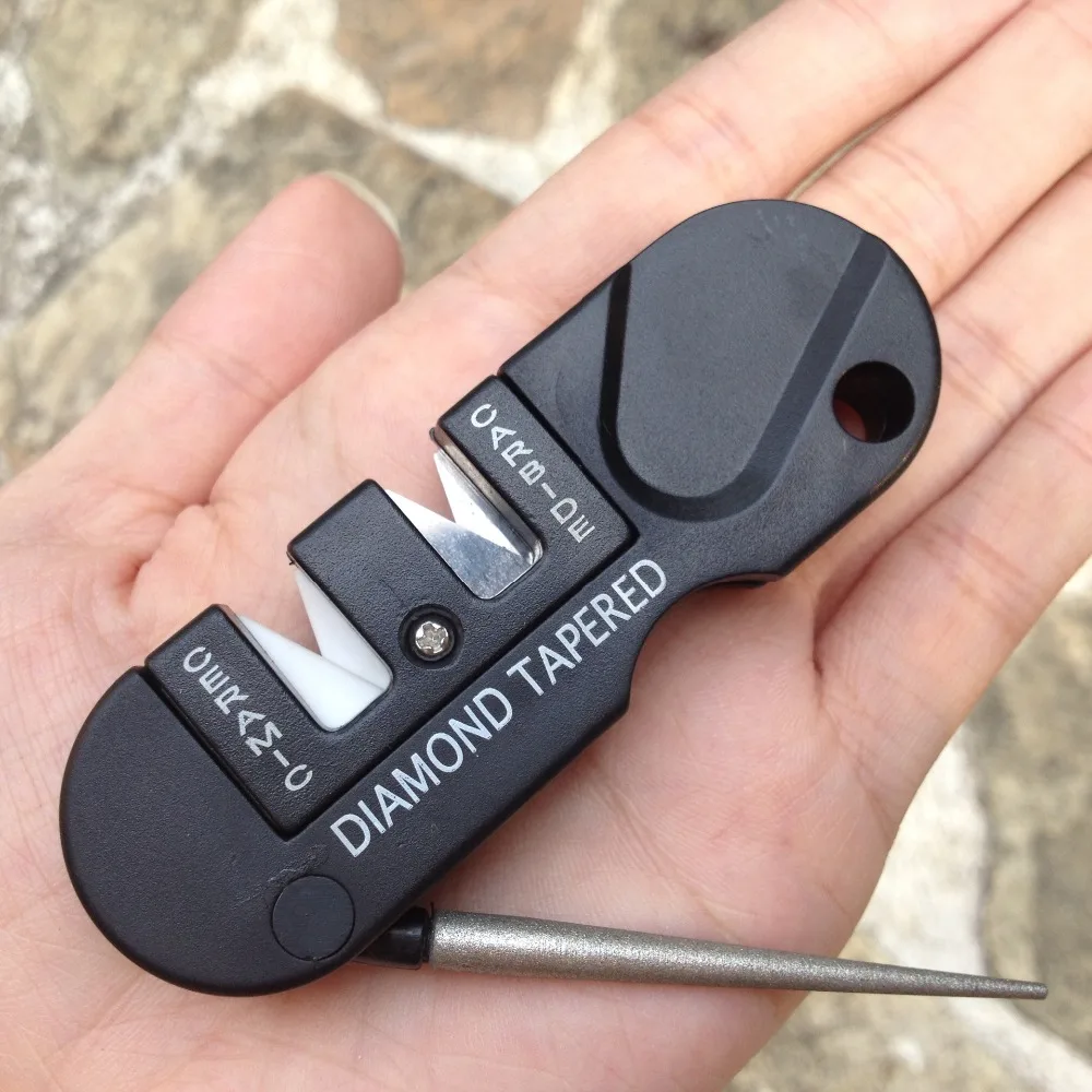 Pocket Knife Ceramic - เครื่องลับมีดแบบพกพา 4-in-1 ทังสเตนเซรามิกคาร์ไบด์ ลับคมตะขอเบ็ดตกปลา เครื่องมือเพชรสำหรับพกพา ตั้งแคมป์