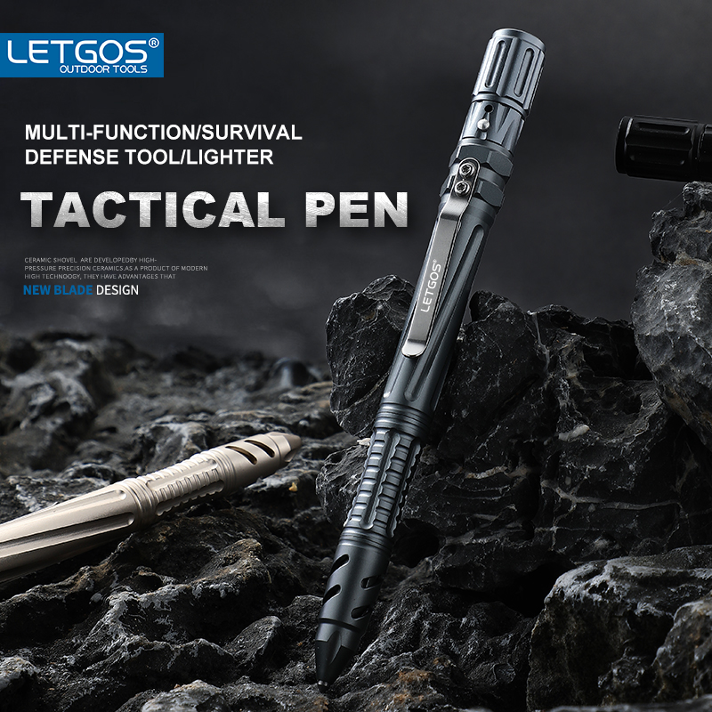 Pen Tactical Glass - ปากกาแทคติคอลป้องกันตัว LETGOS ทำจากอะลูมิเนียมอัลลอย พร้อมที่ทุบกระจก ปากกาเซ็นชื่อสำหรับธุรกิจ ชาร์จไฟได้